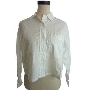 NWT Everlane Button Down Short Long Sleeve White Shirt Top S